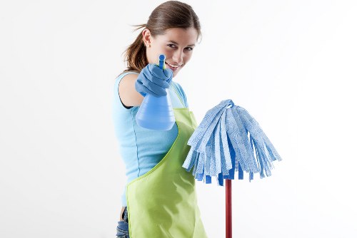 Carpet cleaning team sorting recyclable packaging in Dartmouth Park